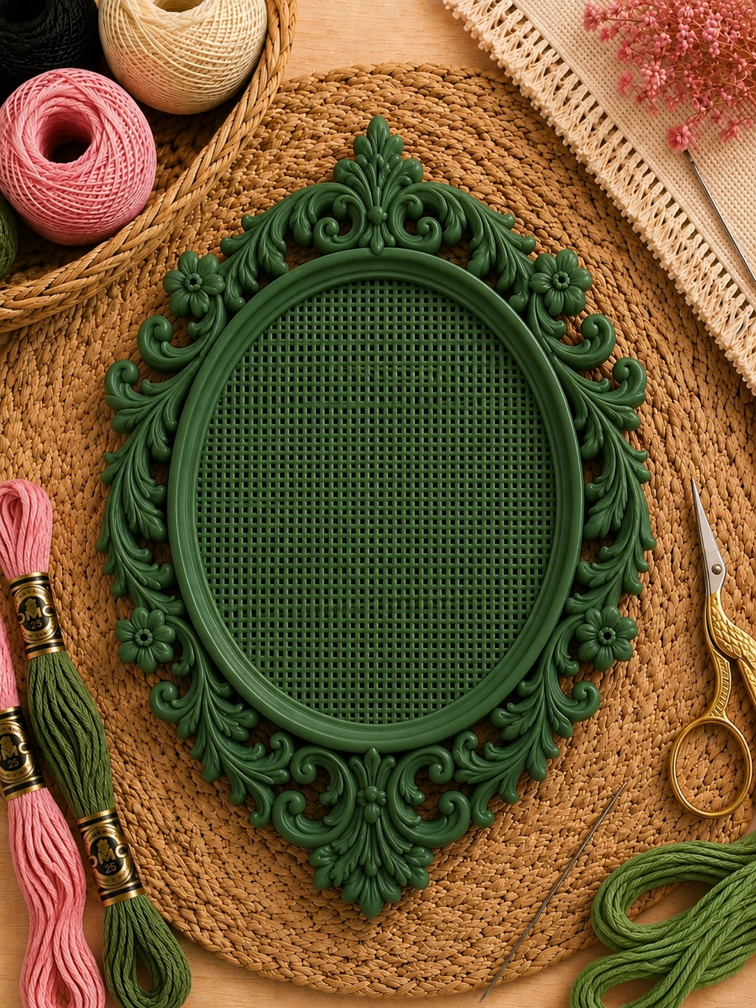 OVAL KANAVİÇE TABANI - YEŞİL
