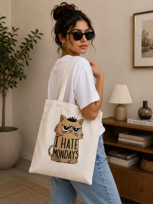 KEDİ BASKILI BEZ ÇANTA