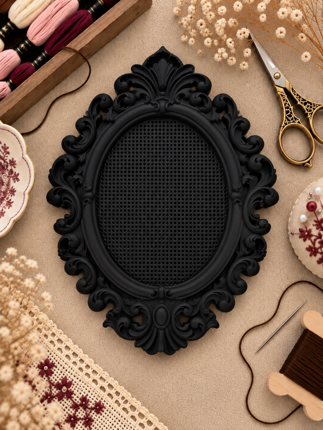 YENİ MODEL VINTAGE OVAL KANAVİÇE TABANI - SİYAH