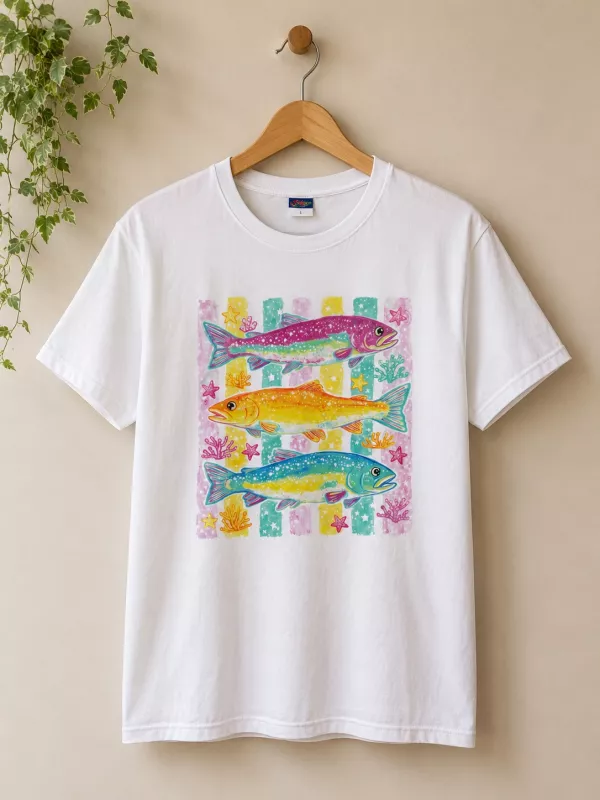 FISH  BASKILI T-SHİRT