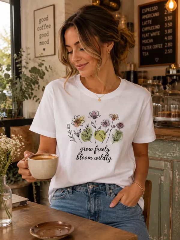 FLOWERSİ BASKILI T-SHİRT