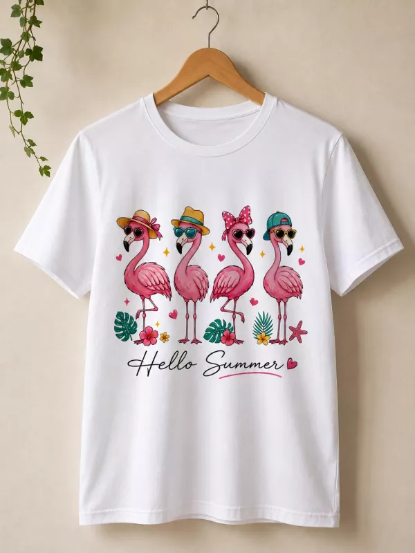 FLAMINGO BASKILI T-SHİRT