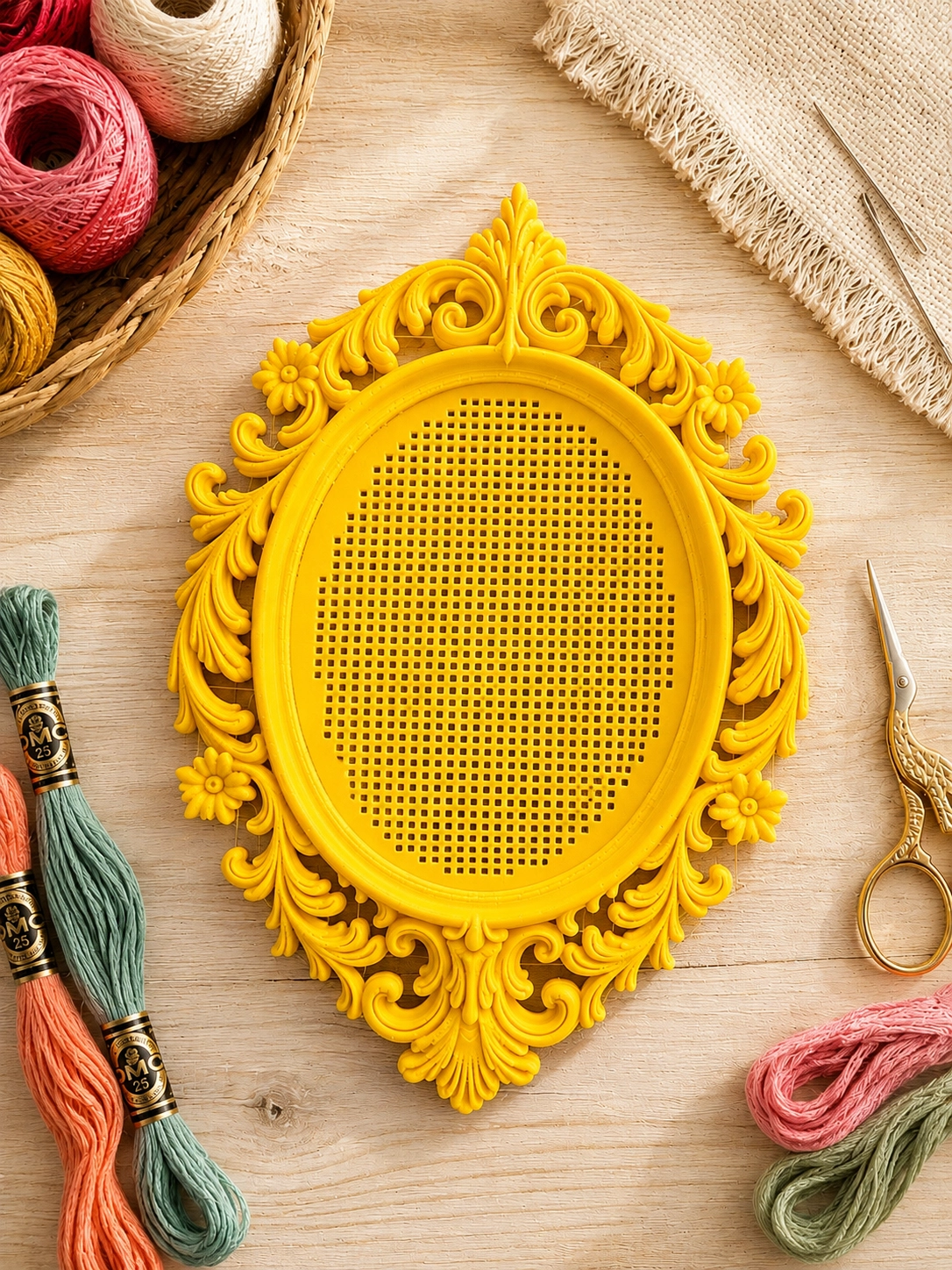 OVAL KANAVİÇE TABANI -SARI