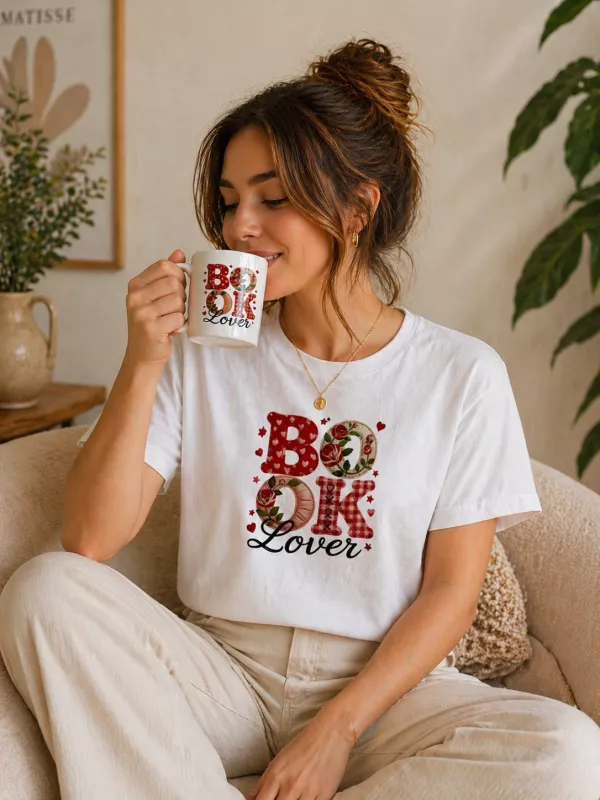 BOOK LOVER BASKILI T-SHİRT