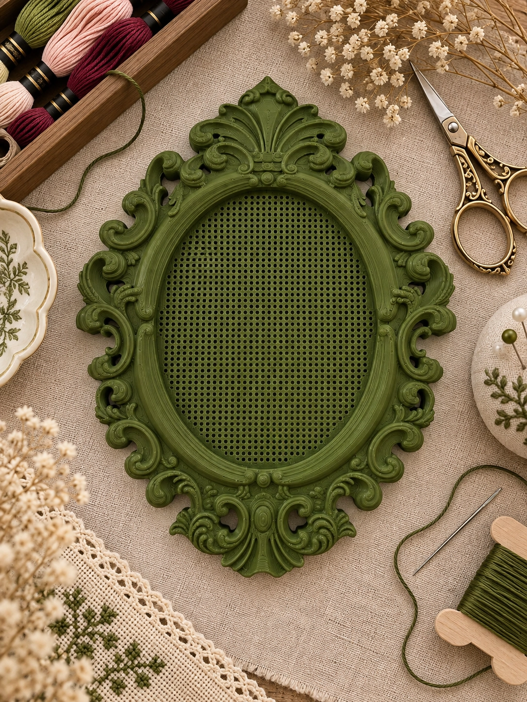 YENİ MODEL VINTAGE OVAL KANAVİÇE TABANI - HAKİ