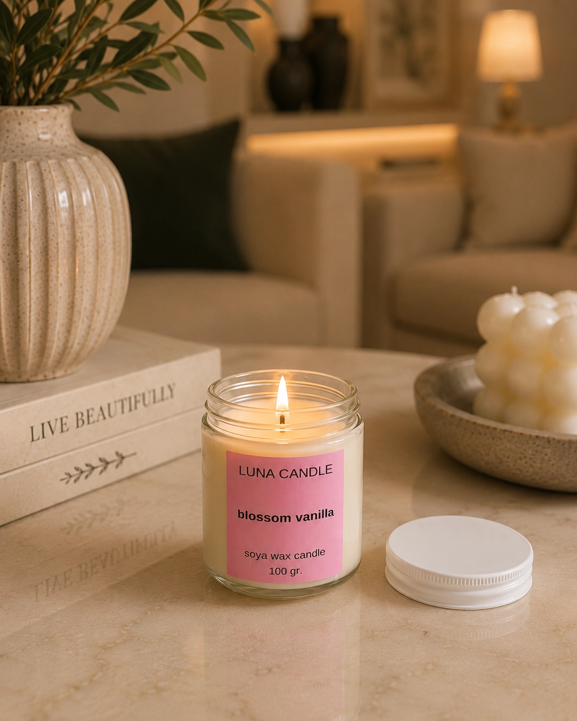 BLOSSOM VANILLIA SOYA WAX CANDLE - 100 GR