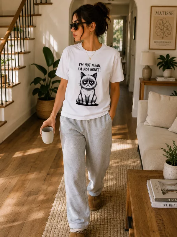 KEDİ BASKILI T-SHİRT