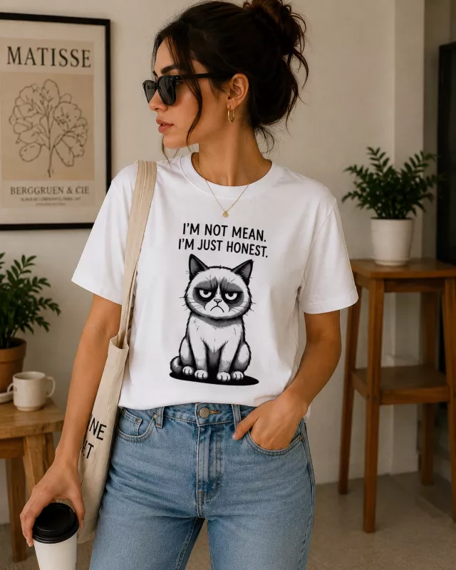 KEDİ BASKILI T-SHİRT
