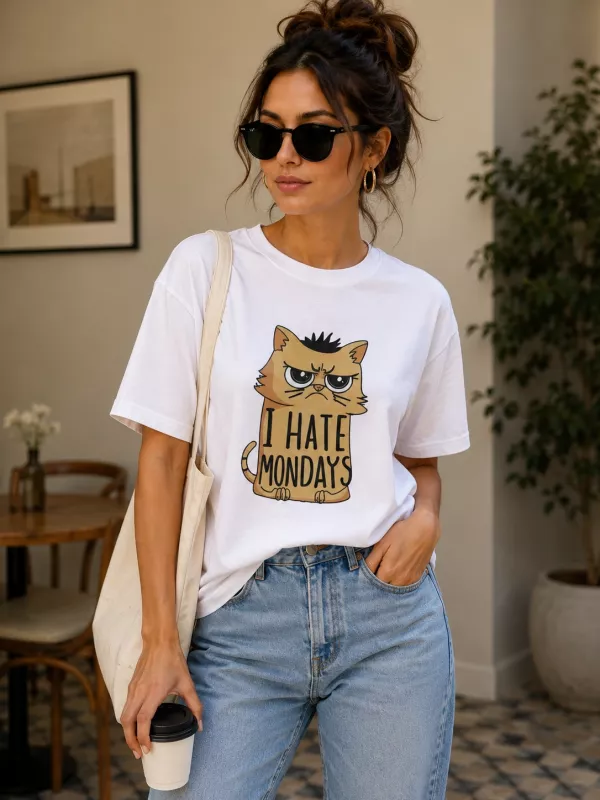 KEDİ  BASKILI T-SHİRT