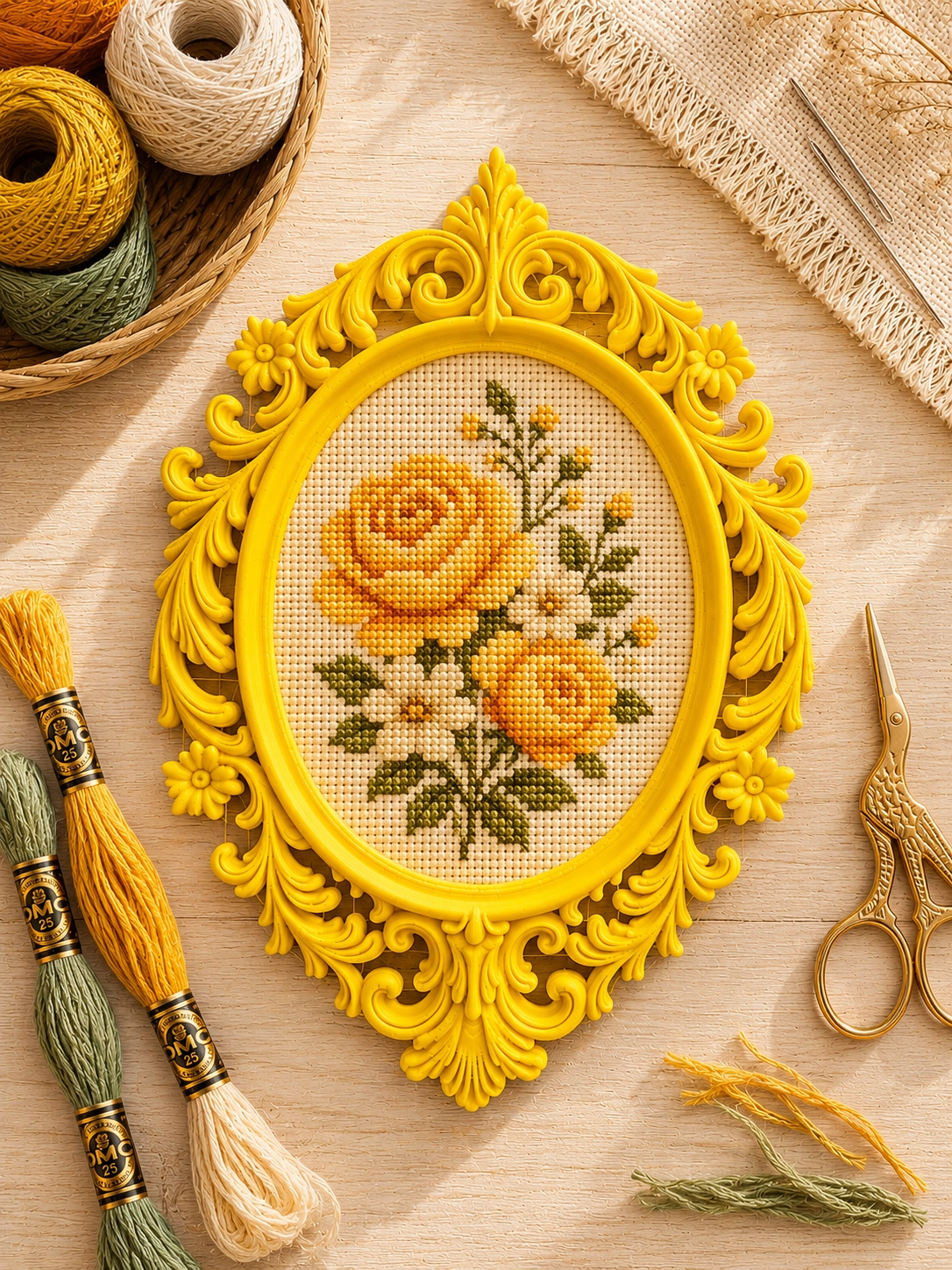 OVAL KANAVİÇE TABANI -SARI