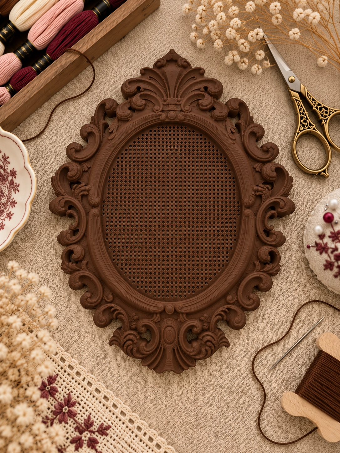 YENİ MODEL VINTAGE OVAL KANAVİÇE TABANI - KAHVE