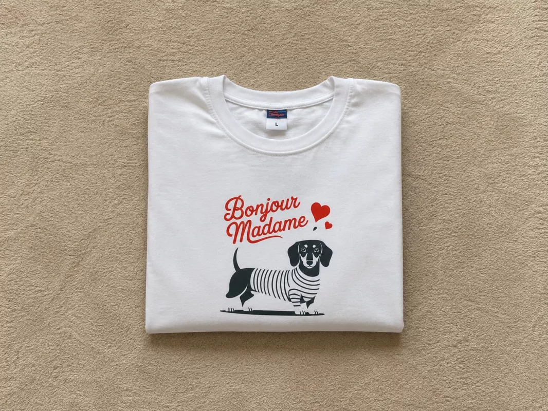 BONJOUR KÖPEK BASKILI T-SHİRT