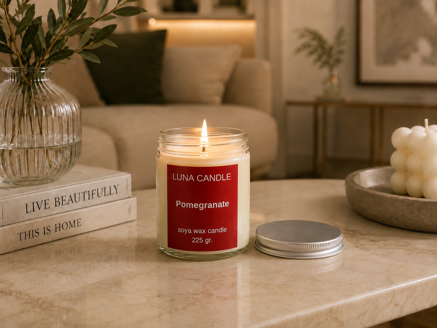 POMEGRANATE SOYA WAX CANDLE - 225 GR