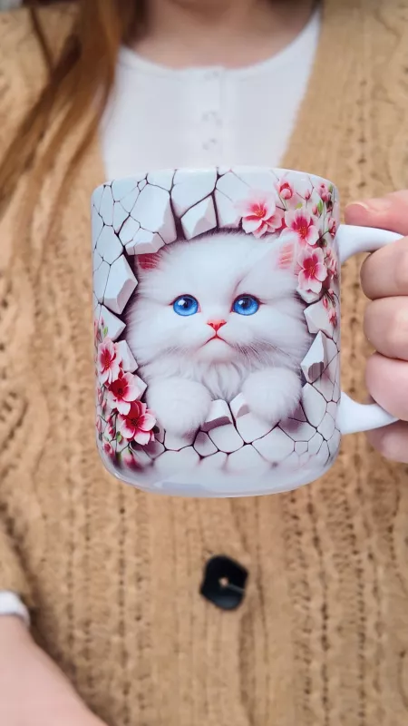 3D KEDİ BASKILI KUPA BARDAK