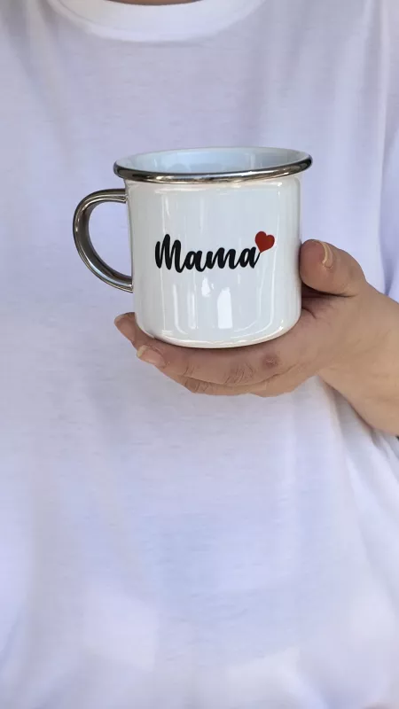 BASKILI PORSELEN YALDIZLI ENAMEL KUPA BARDAK