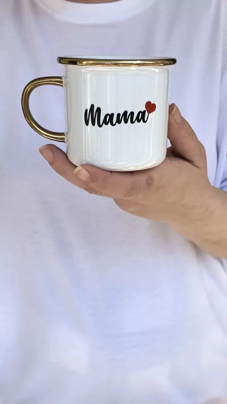 BASKILI PORSELEN YALDIZLI ENAMEL KUPA BARDAK