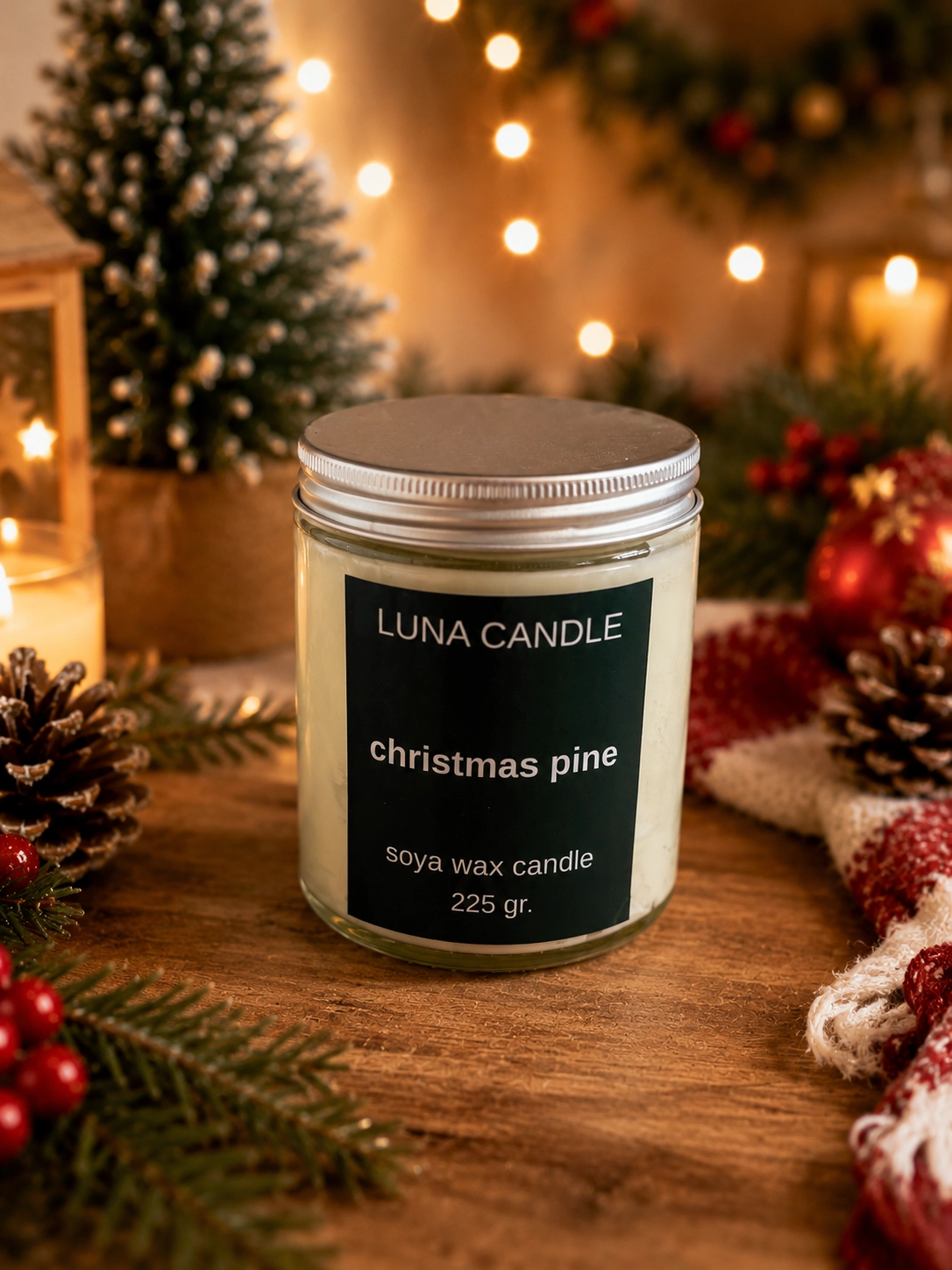 CHRISTMAS & PINE  SOYA WAX CANDLE - 225 GR
