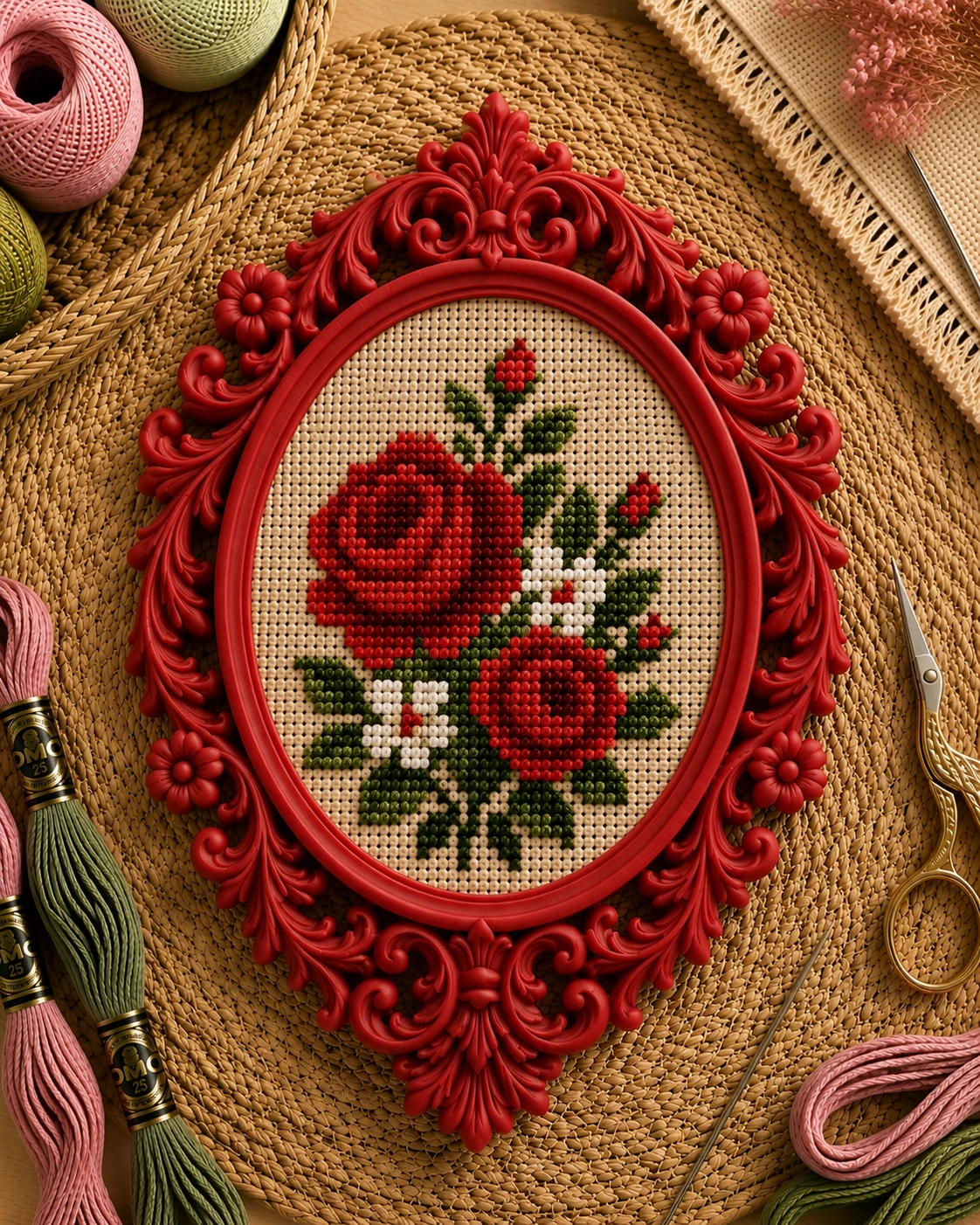 OVAL KANAVİÇE TABANI - KIRMIZI