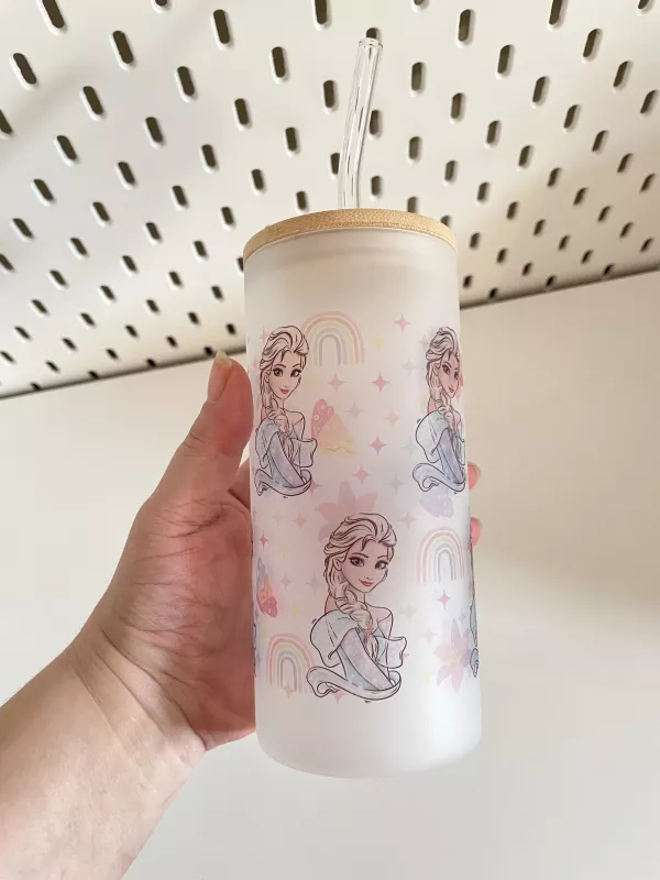 ELSA BASKILI PİPETLİ BAMBU KAPAK CAM BARDAK