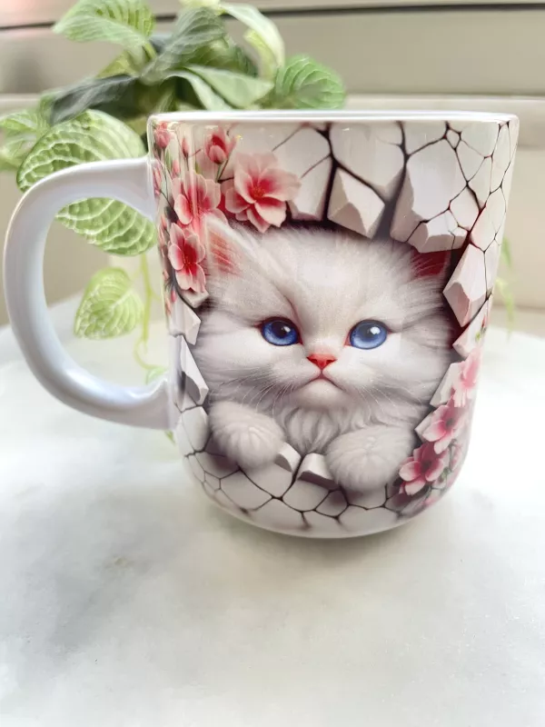 3D KEDİ BASKILI KUPA BARDAK