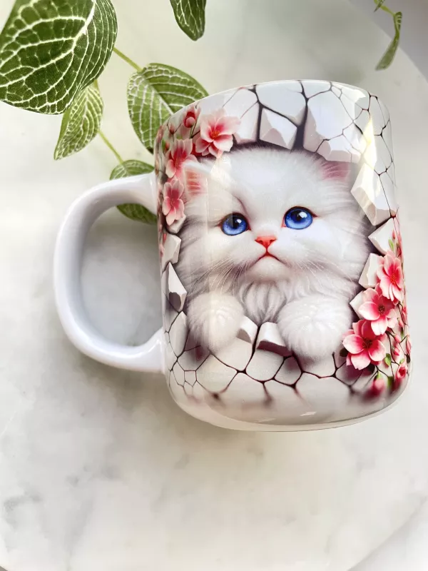 3D KEDİ BASKILI KUPA BARDAK