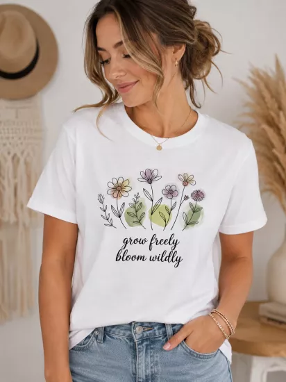 FLOWERSİ BASKILI T-SHİRT