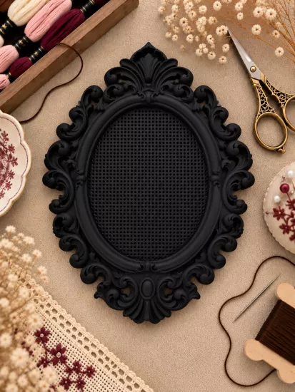 YENİ MODEL VINTAGE OVAL KANAVİÇE TABANI - SİYAH