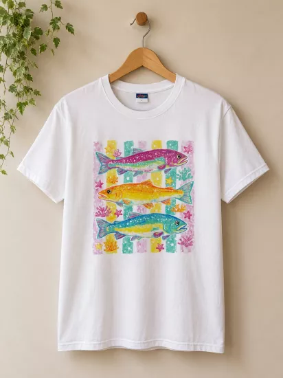 FISH  BASKILI T-SHİRT