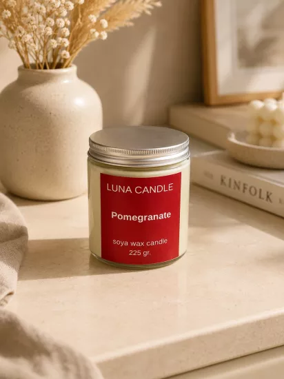 POMEGRANATE SOYA WAX CANDLE - 225 GR