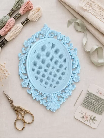 OVAL KANAVİÇE TABANI - BEBE MAVİ