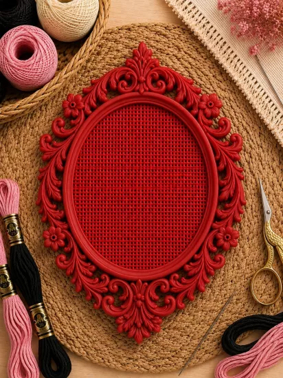 OVAL KANAVİÇE TABANI - KIRMIZI