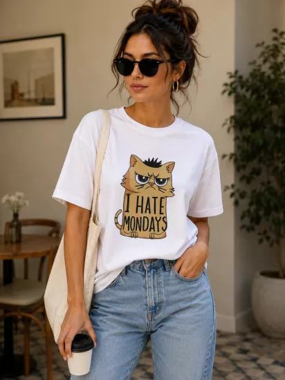 KEDİ  BASKILI T-SHİRT