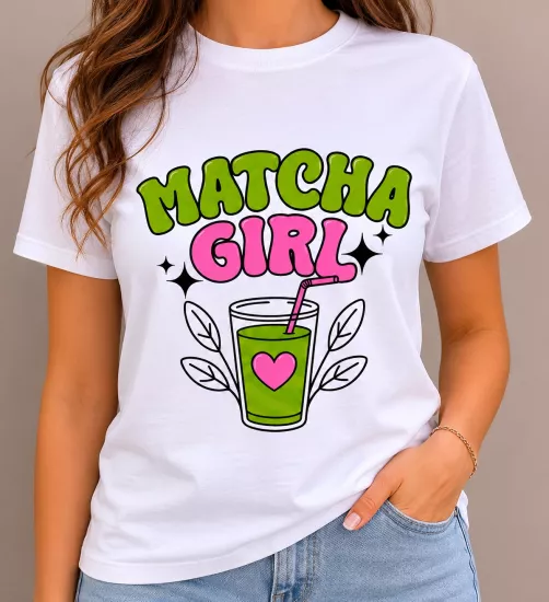 MATCHA GIRL BASKILI T-SHİRT