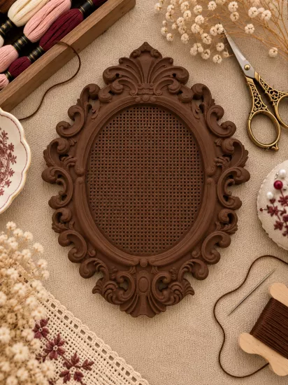 YENİ MODEL VINTAGE OVAL KANAVİÇE TABANI - KAHVE