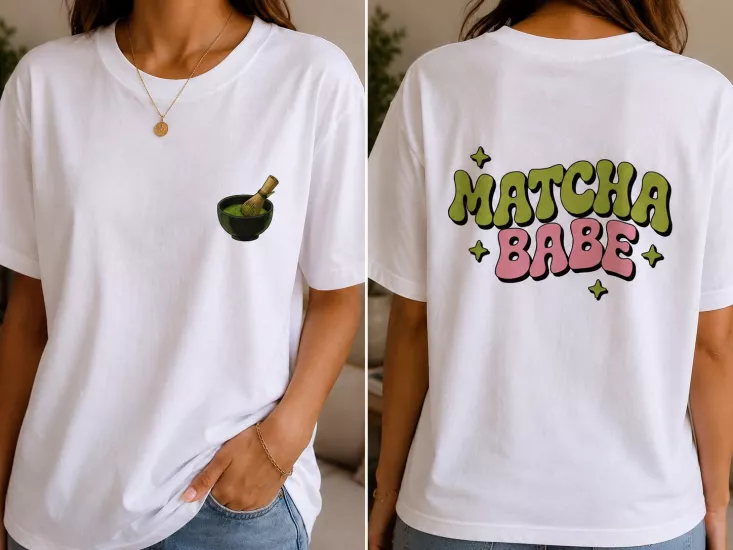 MATCHA BASKILI T-SHİRT
