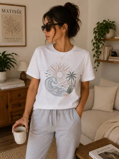 SUMMER BASKILI T-SHİRT