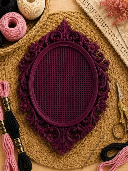 OVAL KANAVİÇE TABANI - BORDO