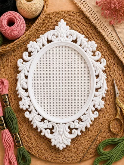 OVAL KANAVİÇE TABANI - BEYAZ