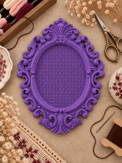 YENİ MODEL VINTAGE OVAL KANAVİÇE TABANI - MOR