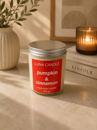 PUMPKIN & CINNAMON SOYA WAX CANDLE - 225 GR