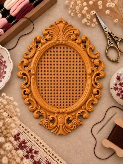 YENİ MODEL VINTAGE OVAL KANAVİÇE TABANI - SÜTLÜ KARAMEL