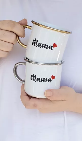 BASKILI PORSELEN YALDIZLI ENAMEL KUPA BARDAK